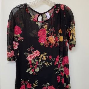 Sheer lined floral blouse